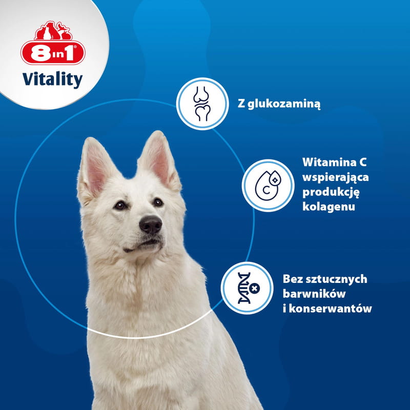 8in1 Vitality Glukozamina Witaminy dla psów stawy i aktywność 55 tabletek 4.jpg